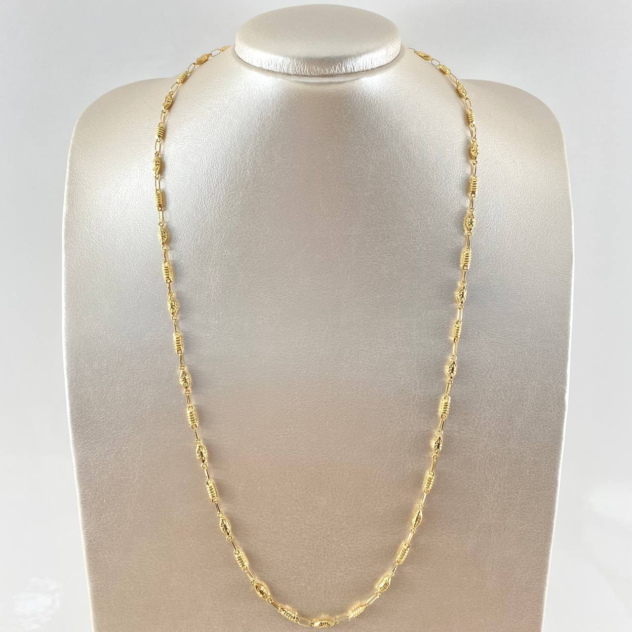 Cadena Rustica Rombo Y Cilindros Intercalados 7.7gr / 63cm-Oro Amarillo 18K ©