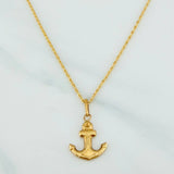 Set Cadena Lazo + Dije Ancla / 1.85gr / 60 cm Oro Amarillo 18K