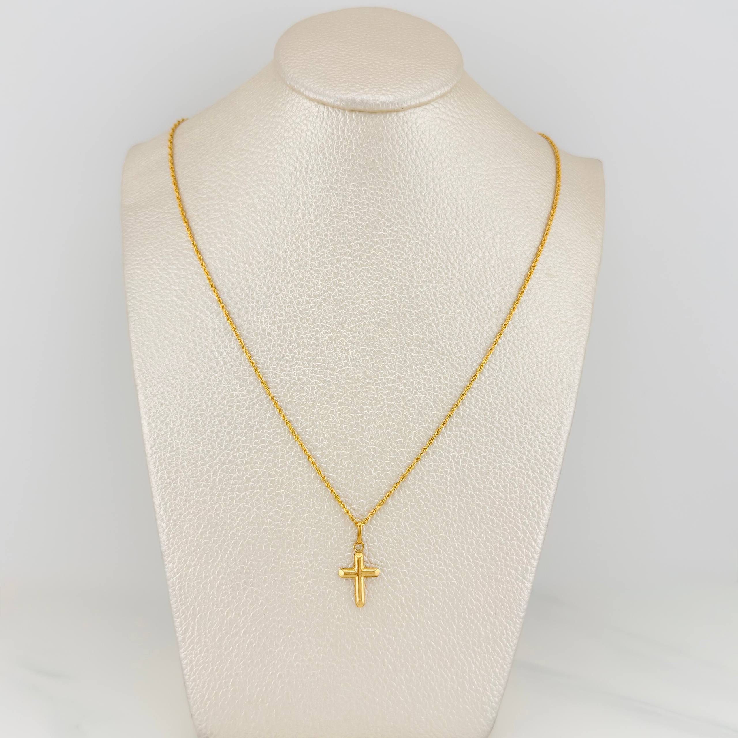 Set Cadena Lazo + Dije Cruz / 1.6gr / 60 cm Oro Amarillo 18K