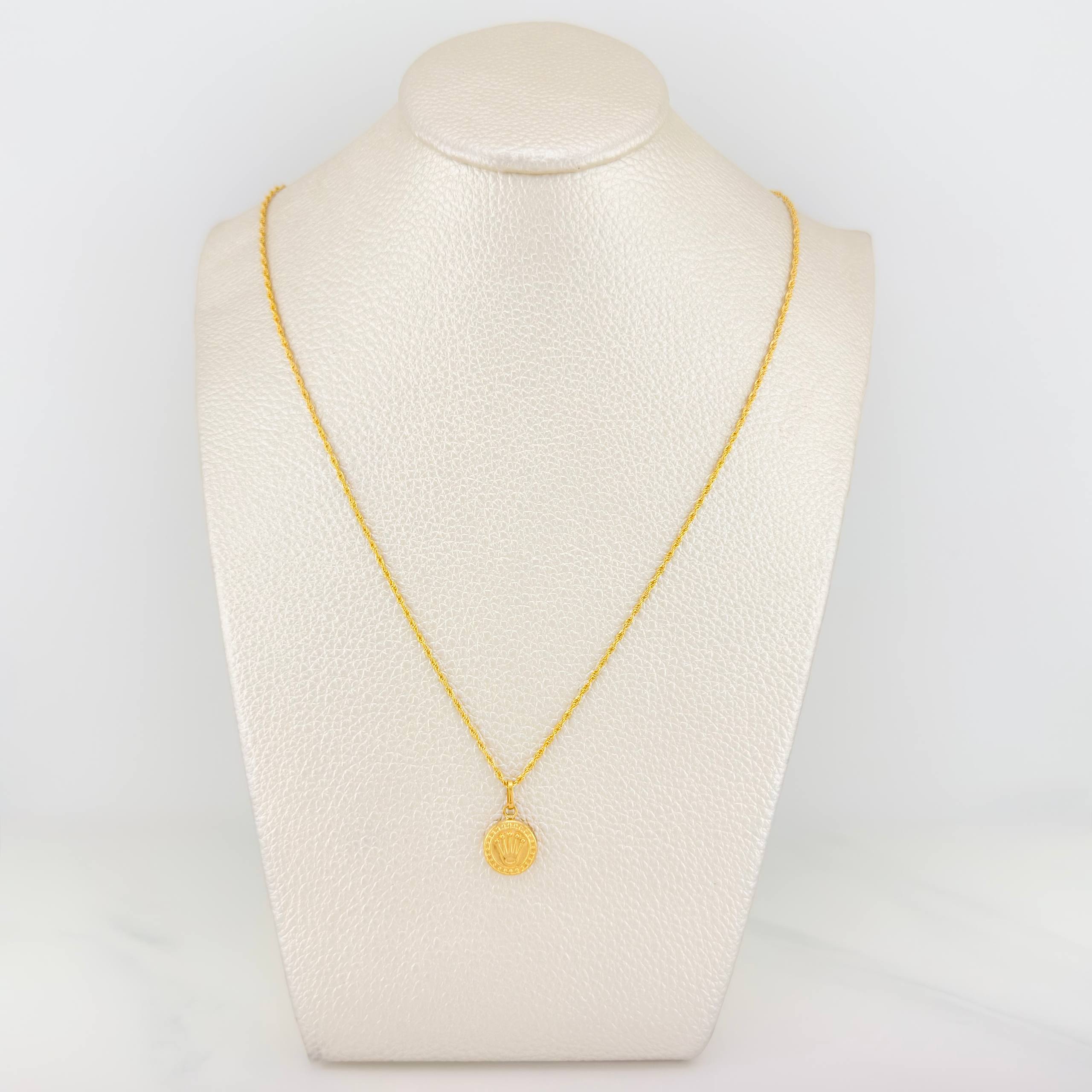 Set Cadena Lazo + Dije Corona / 1.75gr / 60 cm Oro Amarillo 18K
