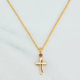 Set Cadena Lazo + Dije Cruz / 1.85gr / 60 cm Oro Amarillo 18K