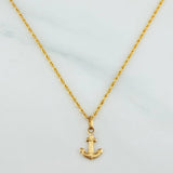 Set Cadena Lazo + Dije Ancla / 1.55gr / 50 cm Oro Amarillo 18K