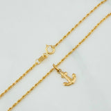 Set Cadena Lazo + Dije Ancla / 1.55gr / 50 cm Oro Amarillo 18K