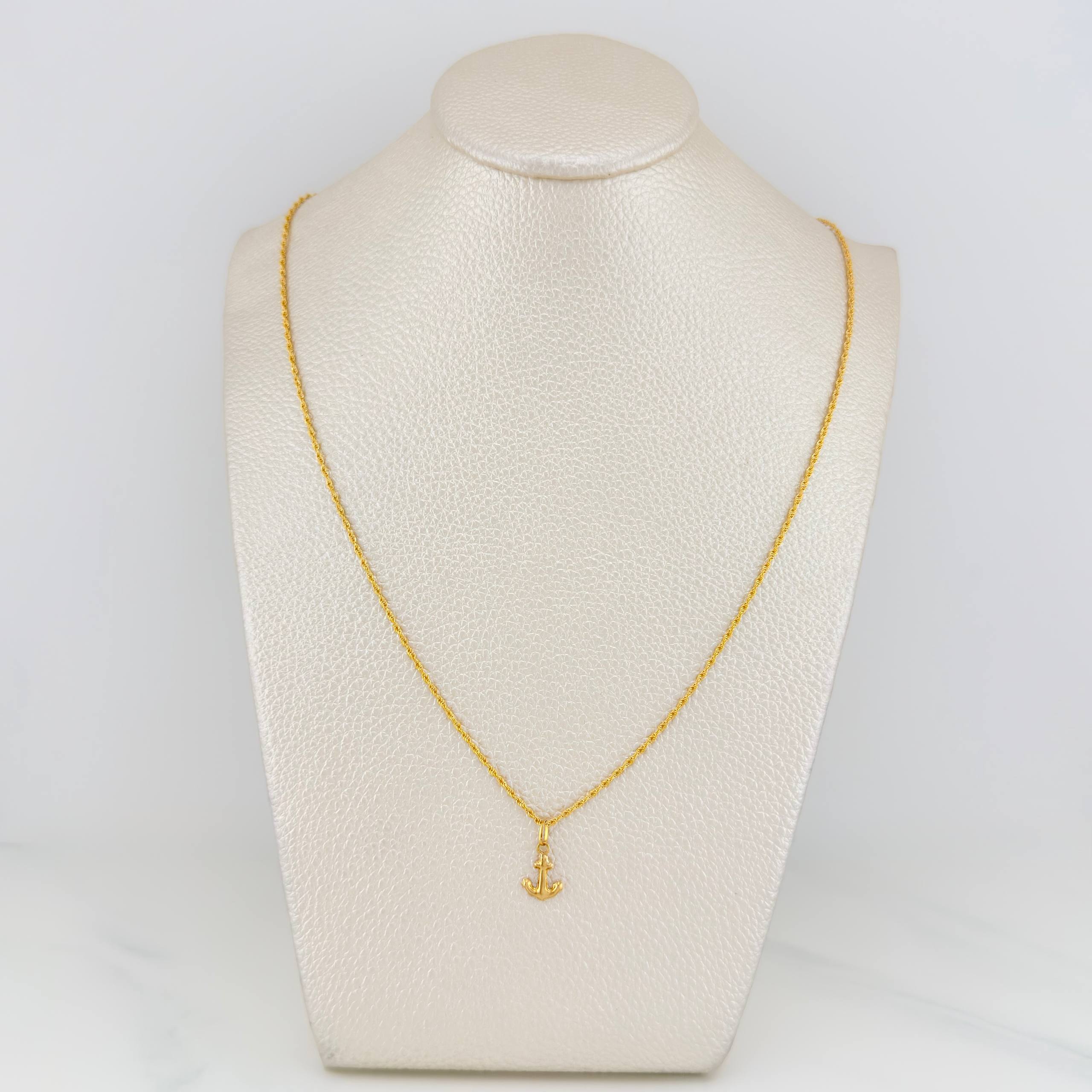 Set Cadena Lazo + Dije Ancla / 1.55gr / 50 cm Oro Amarillo 18K