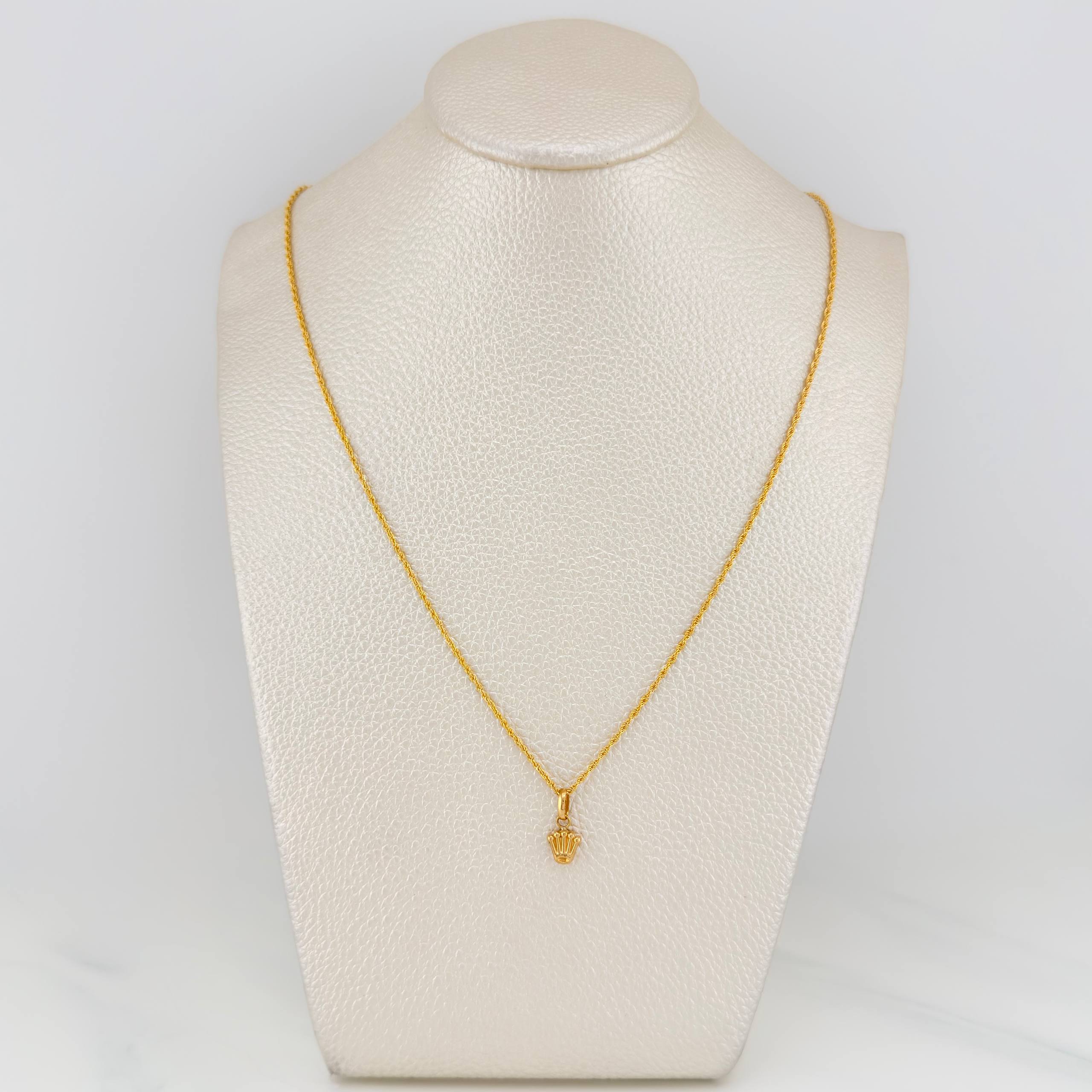 Set Cadena Lazo + Dije Corona / 1.35gr / 50 cm Oro Amarillo 18K