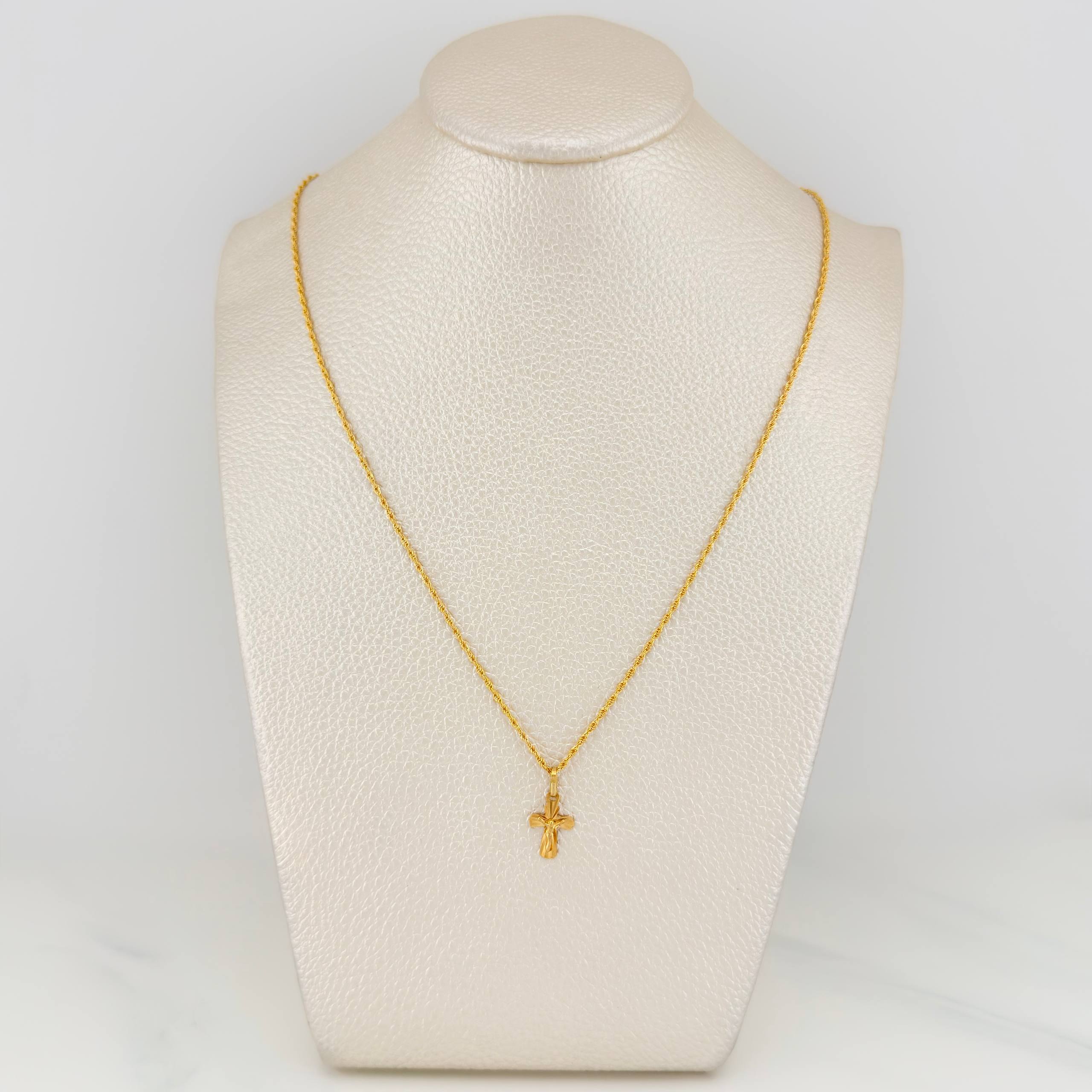 Set Cadena Lazo + Dije Cruz Cristo / 1.5gr / 49.5 cm Oro Amarillo 18K