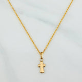 Set Cadena Lazo + Dije Cruz / 1.3gr / 49.5 cm Oro Amarillo 18K