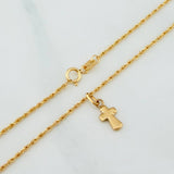 Set Cadena Lazo + Dije Cruz / 1.3gr / 49.5 cm Oro Amarillo 18K