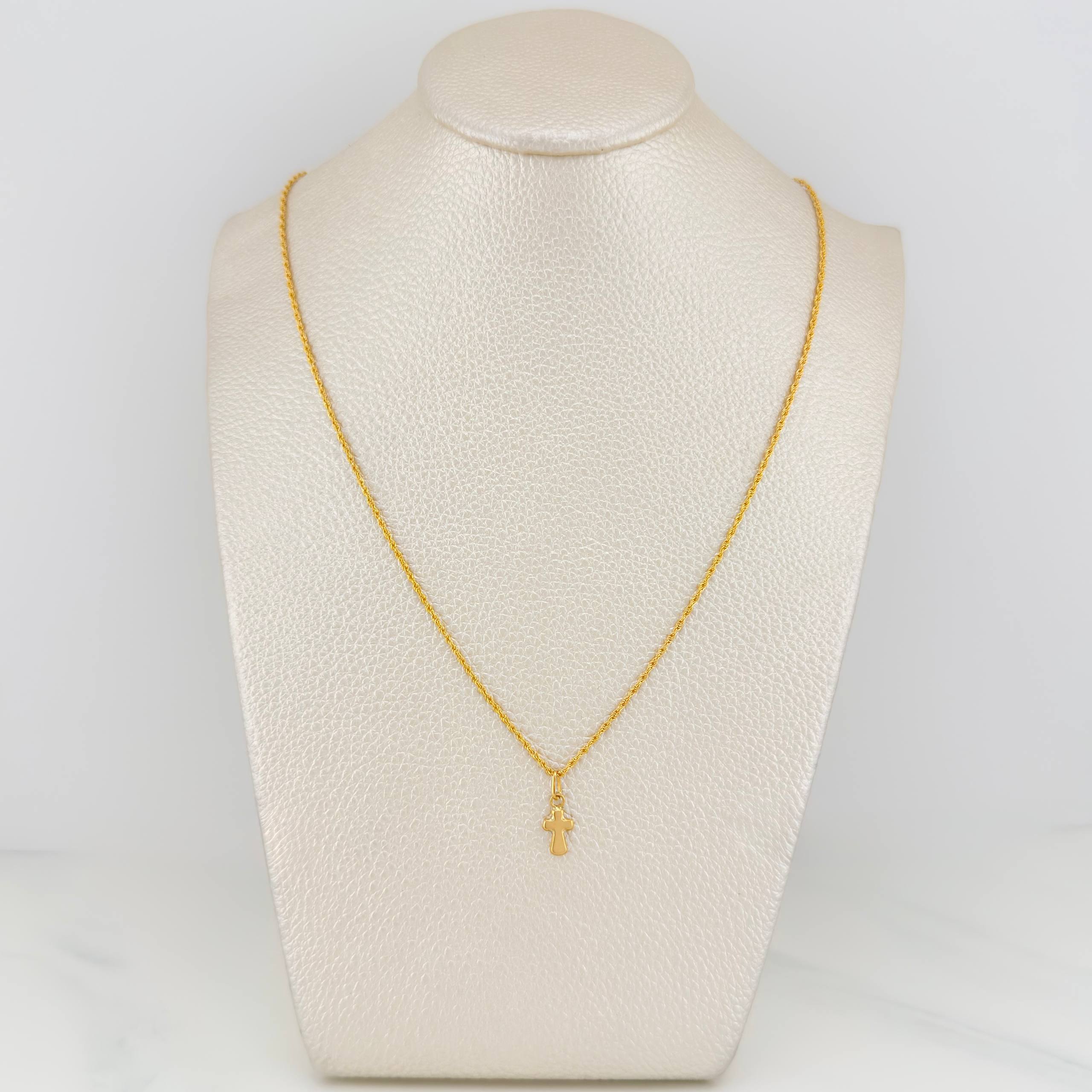 Set Cadena Lazo + Dije Cruz / 1.3gr / 49.5 cm Oro Amarillo 18K
