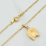Set Cadena Escalera Plana + Dije Herradura De Caballo / 2.15gr / 50 cm Tres Oros 18K