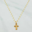 Set Cadena Flor Espejo + Dije Cruz Cristo / 1.35gr / 45.5 cm Oro Amarillo 18K