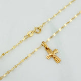 Set Cadena Flor Espejo + Dije Cruz Cristo / 1.35gr / 45.5 cm Oro Amarillo 18K