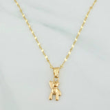 Set Cadena Flor Espejo + Dije Oso / 1.35gr / 44 cm Oro Amarillo 18K
