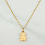 Set Cadena Escalera + Dije Oso Ts / 2.6gr / 50 cm Oro Amarillo 18K