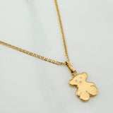 Set Cadena Escalera + Dije Oso Ts / 2.6gr / 50 cm Oro Amarillo 18K