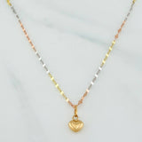 Set Cadena Flor Espejo + Dije Corazón / 1.05gr / 45 cm Tres Oros 18K