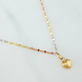 Set Cadena Flor Espejo + Dije Corazón / 1.05gr / 45 cm Tres Oros 18K