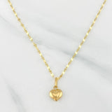 Set Cadena Flor Espejo + Dije Corazón / 1.25gr / 45 cm Oro Amarillo 18K