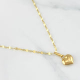 Set Cadena Flor Espejo + Dije Corazón / 1.25gr / 45 cm Oro Amarillo 18K