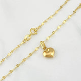 Set Cadena Flor Espejo + Dije Corazón / 1.25gr / 45 cm Oro Amarillo 18K