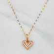 Set Cadena Flor Espejo + Dije Corazón / 1.95gr / 45 cm Tres Oros 18K