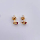 Topos Silueta Corazon Doble 0.95gr /  Rubíes 15 Pts Oro Amarillo 18K (Joya) &