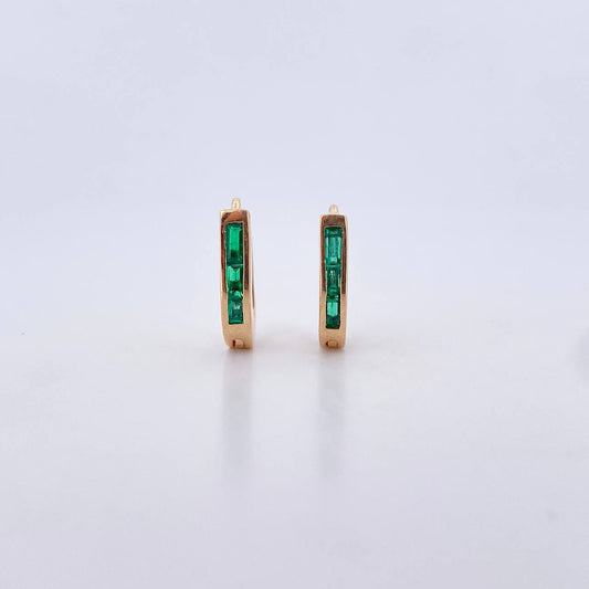 Candongas Bicel 2.95gr / Esmeralda 40 Pts Oro Amarillo 18K (Joya) &