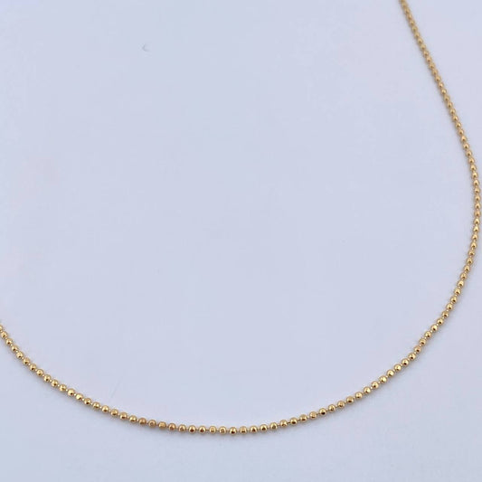 Cadena Militar 1.95gr / 45cm / 1mm Bola Diamantada Oro Amarillo +3 &