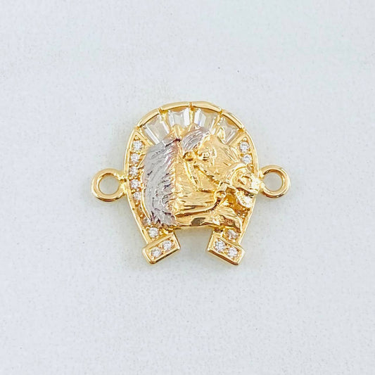Herraje Herradura Caballo 2.05gr / 1.8cm / Dos Oros Amarillo Blanco 18K