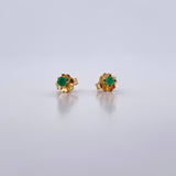 Topos Cuatro Garras 0.8gr / Esmeralda 12 Pts Oro Amarillo 18K (Joya) &