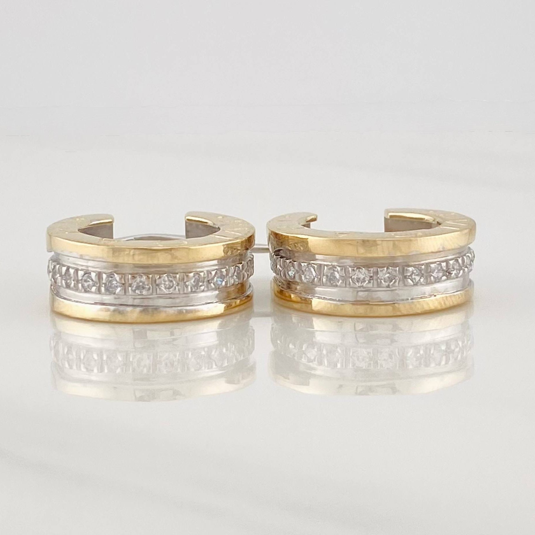 Candongas Bv 11.35g / 2.3cm Dos Oros Amarillo Blanco 18K