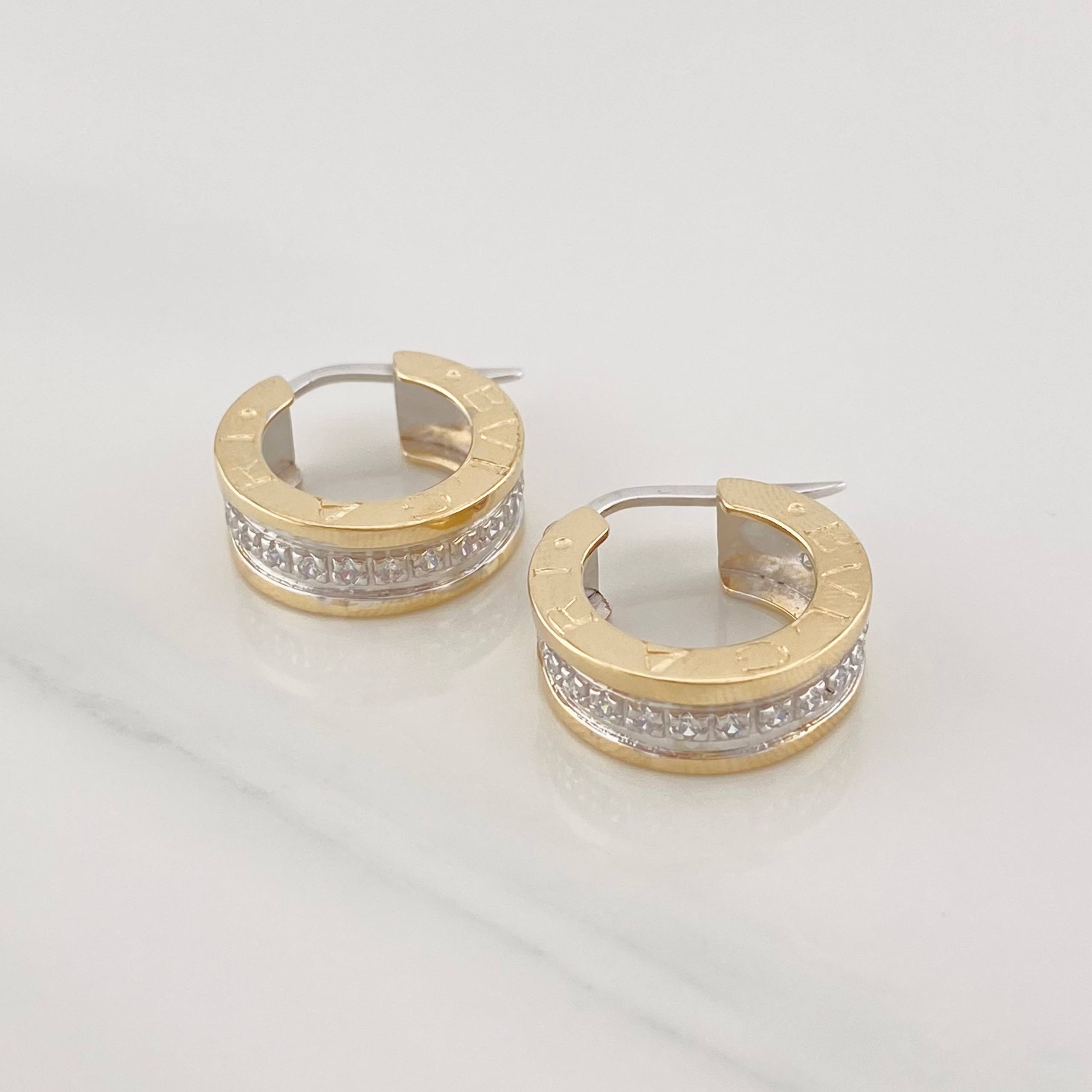 Candongas Bv 11.35g / 2.3cm Dos Oros Amarillo Blanco 18K