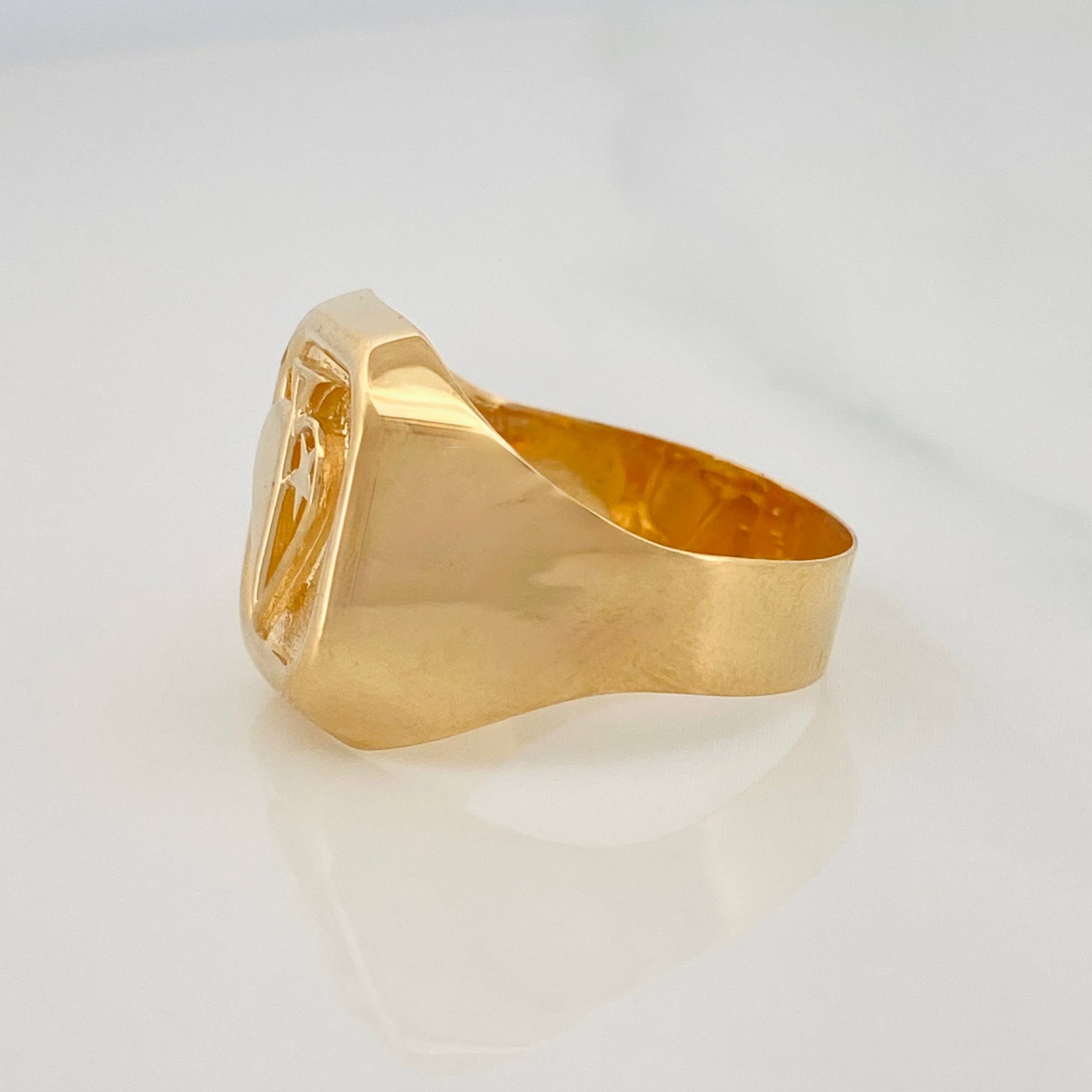 Anillo Sello Corazon 3.7g / T9 3/4 Oro Amarillo 18K