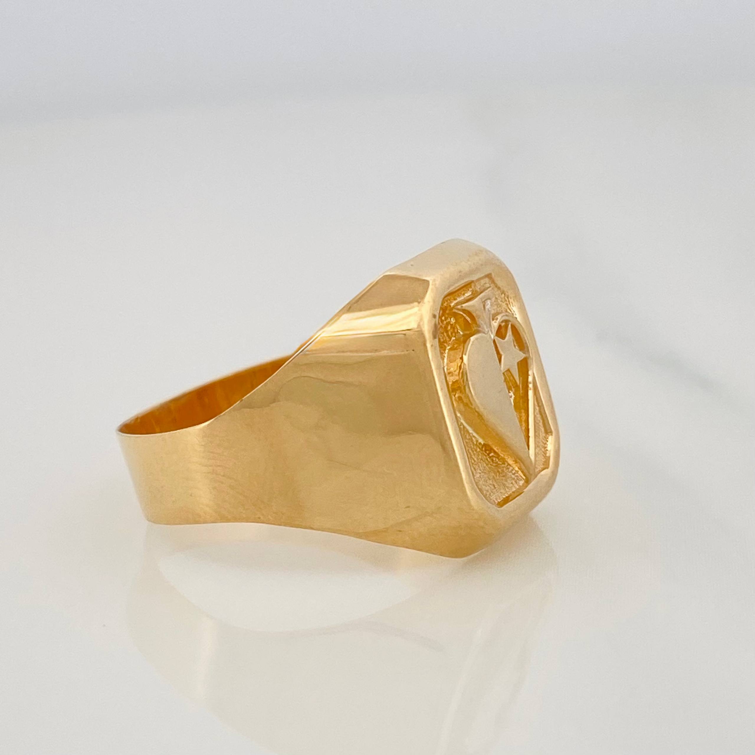 Anillo Sello Corazon 3.7g / T9 3/4 Oro Amarillo 18K