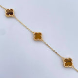 Pulso Trebol Aro Seguido 4.45gr / 19.4cm / 1.4mm Ojo De Tigre Oro Amarillo Nac.Esp. 18K &