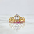 Anillo Corona 15's 2.35gr / T6 1/4 / Circones Blancos - Fucsias Oro Amarillo 18K