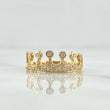 Anillo Corona 2.75gr / T8 / Circones Blancos Oro Amarillo 18K