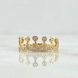 Anillo Corona 2.75gr / T8 / Circones Blancos Oro Amarillo 18K