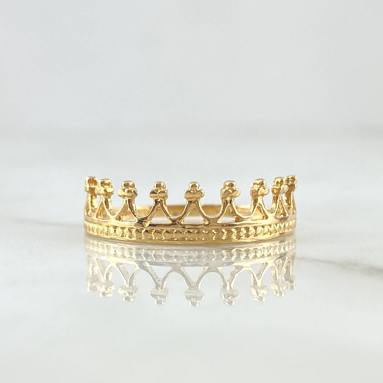 Anillo Corona Puente 1.2gr / T7 / Liso Oro Amarillo 18K
