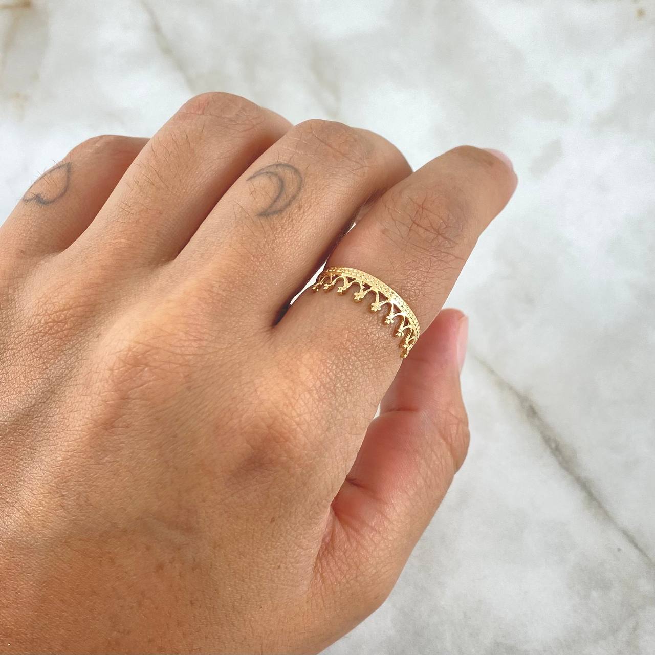 Anillo Corona Puente 1.2gr / T7 / Liso Oro Amarillo 18K