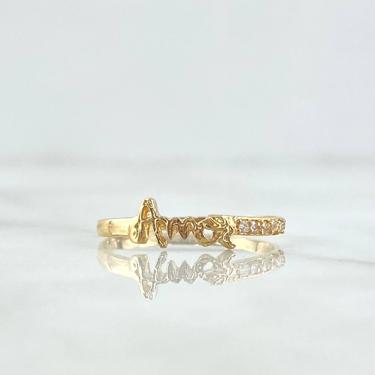 Anillo Amor 1.55gr / T8 / Circones Blancos Oro Amarillo 18K