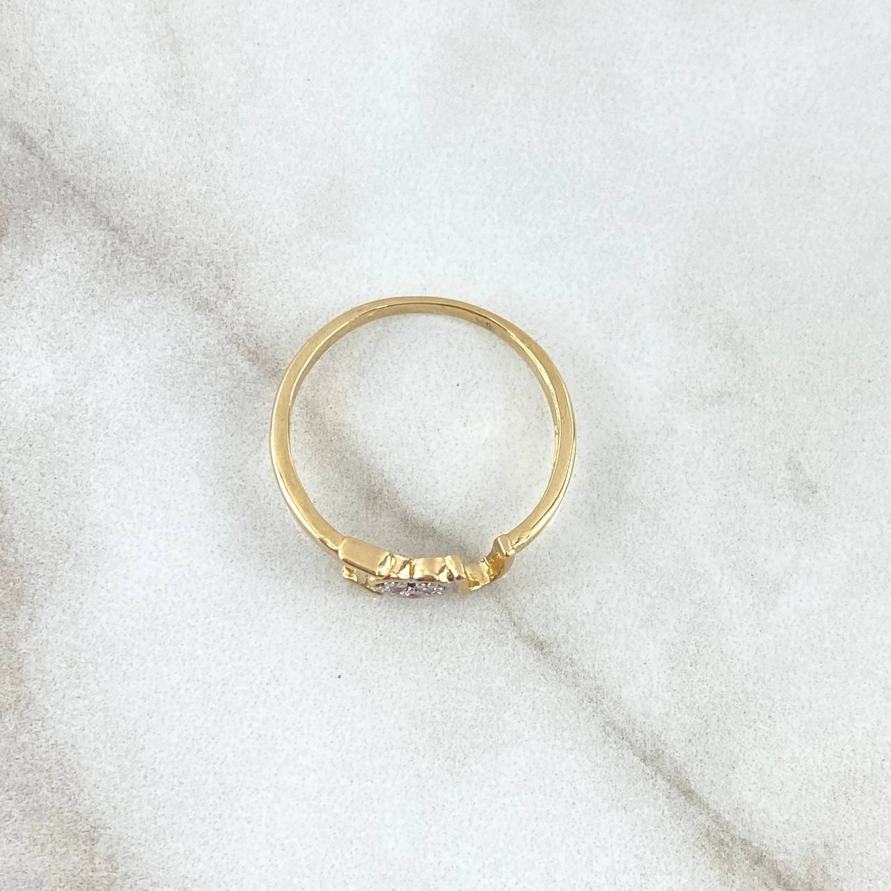 Anillo I Love You 1.9gr / T6 / Circones Blancos Oro Amarillo 18K