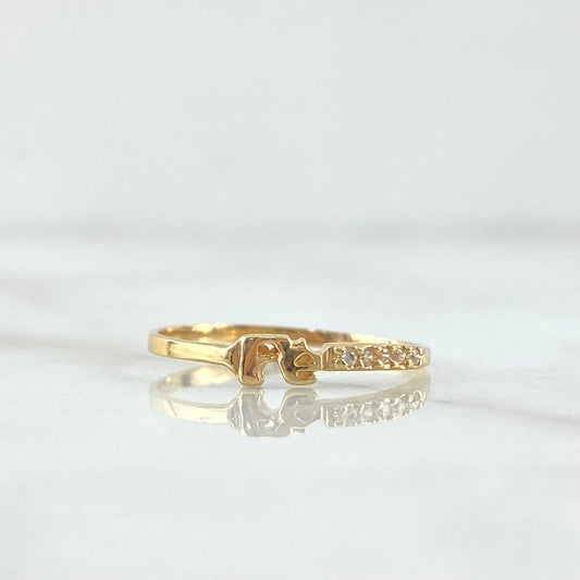 Anillo Fe 1.65gr / T6 1/4 / Circones Blancos Oro Amarillo 18K