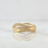 Anillo Olas Cuadruples 2.2gr / T6 3/4 / Circones Blancos Oro Amarillo 18K
