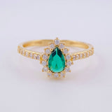 Anillo Solitario Halo Gota 2.45g / T8 1/4 Oro Amarillo 18K