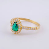 Anillo Solitario Halo Gota 2.45g / T7 Oro Amarillo 18K