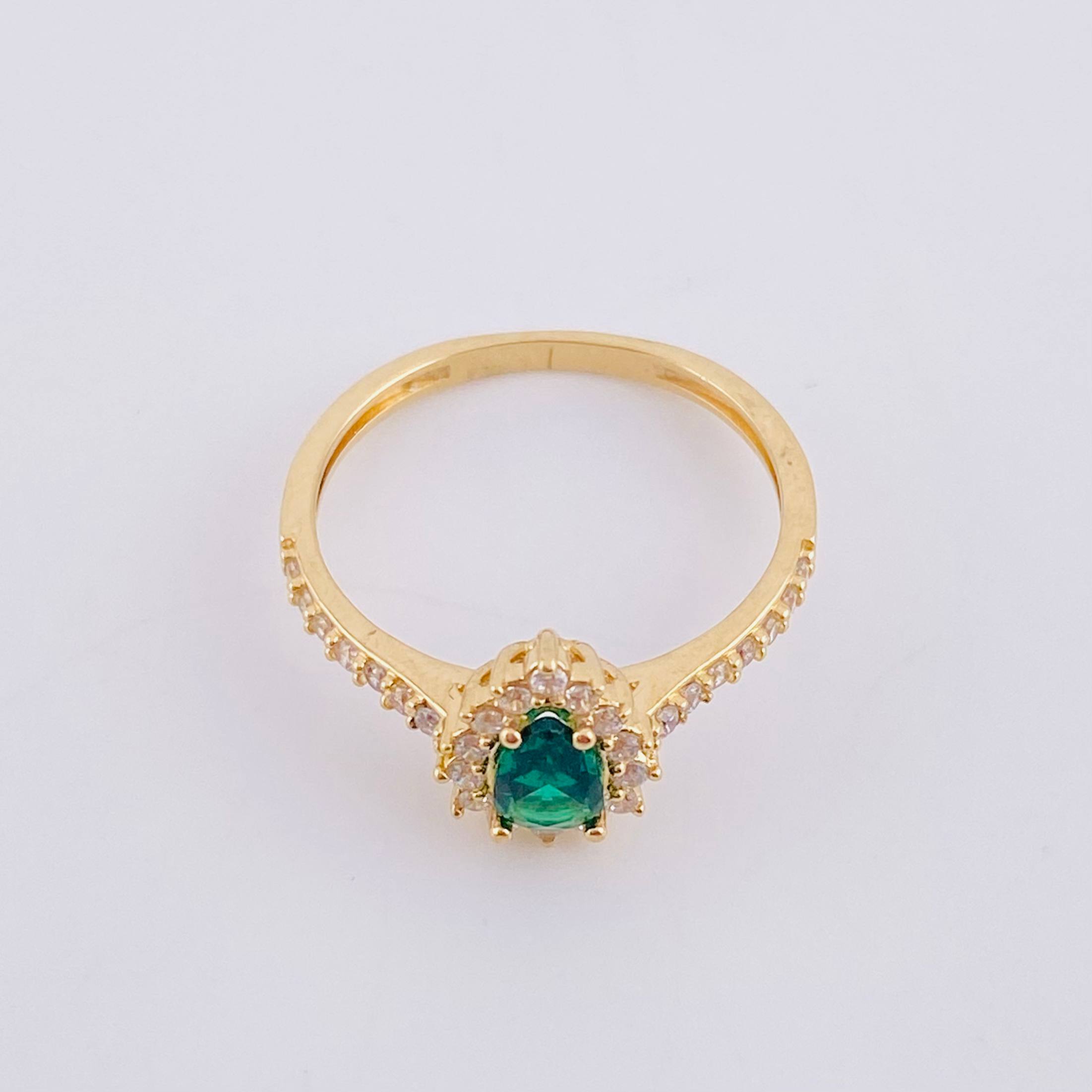 Anillo Solitario Halo Gota 2.45g / T8 1/4 Oro Amarillo 18K