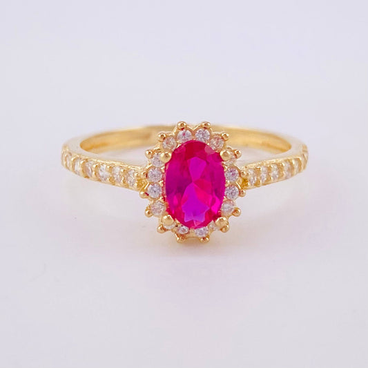 Anillo Solitario Halo Ovalo 2.1g / T5 1/4 Oro Amarillo 18K