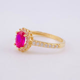 Anillo Solitario Halo Ovalo 2.15g / T7 Oro Amarillo 18K