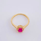 Anillo Solitario Halo Ovalo 2.15g / T7 Oro Amarillo 18K